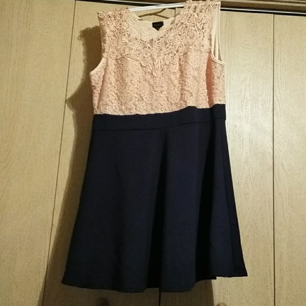 Navy blue and peach dress